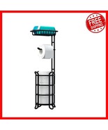 Cylindrical Toilet Paper Dispenser with Shelf - Matte Black Bathroom Ess... - $728.12 MXN