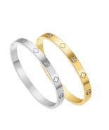 Cz and Clover Bangle Stainless Steel - $41.62 CAD