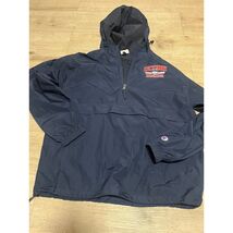UConn Huskies Pullover Anorak Jacket Windbreaker Mens L Navy Vtg Champion - $34.65