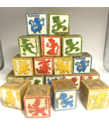 Vintage Disney Character Wooden Building Blocks Letters &amp; Numbers - Lot ... - $355.77 MXN