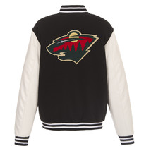 NHL Minnesota Wild Reversible Fleece Jacket PVC Sleeves Embroidered Logos  - £109.83 GBP