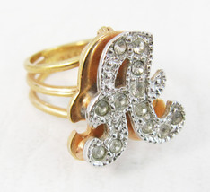 Vintage Insignia &quot;A&quot; 18K HGE Statement Ring Or Pin Ring - Sz. 4.5 - £55.38 GBP