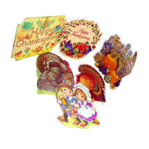 Vintage Eureka Amscan Thanksgiving Cardboard Die Cut Outs Set of 6 - $24.74