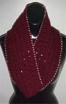 Hand Crochet Infinity Circle Scarf/Neckwarmer #129 Burgundy NEW - £9.59 GBP