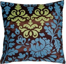 Bohemian Damask Brown, Blue and Olive Throw Pillow, Complete with Pillow Insert - £30.68 GBP