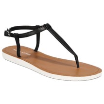 Sun + Stone Women Slingback Thong Sandals Kristi Size US 9M Black Faux Leather - £9.30 GBP