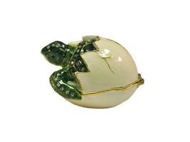 Jeweled Enameled Pewter Sea Turtle Hinged Trinket Ring Jewelry Box Terra... - £21.01 GBP