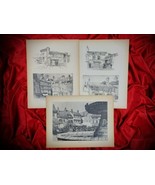 French MARKET PLACE 1920s Lithograph Art Print Architecture Samuel Chamb... - $46.99 CAD