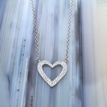 Valentine Heart Sterling Silver Diamond Look Cubic Zircon Heart Necklace - $39.95