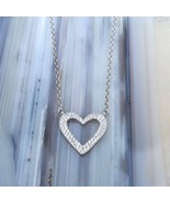 Valentine Heart Sterling Silver Diamond Look Cubic Zircon Heart Necklace - £31.92 GBP