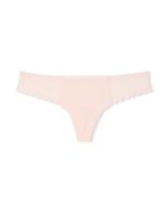 Victoria Secret NO SHOW Heart Lace waistband Thong Panty Angel Pink Larg... - $13.64 CAD