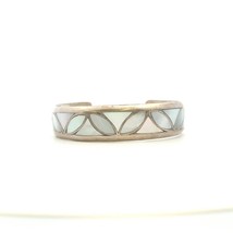 Vtg Signed ALH Sterling Silver Zuni inlay Mother of Pearl Cuff Bracelet sz 6 1/4 - £116.53 GBP