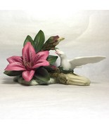 Capodimonte Dove With Pink Tiger Lilly Porcelain Figurine With Tag, Plea... - €47,54 EUR