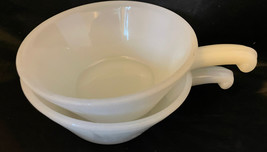 Fire King Anchor Hocking 2 Handled Soup Bowls White Milk Glass 5” x 2-1/2”. - £21.89 GBP