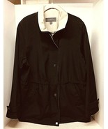 Liz Claiborne Women&#39;s L Rain Type Jacket Coat Black Tan Collar Excellent... - £28.55 GBP