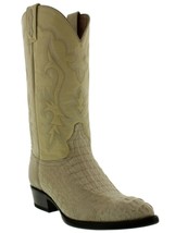 Mens Crocodile Boots Genuine Hornback Off White Leather Western Cowboy J Toe - £152.60 GBP