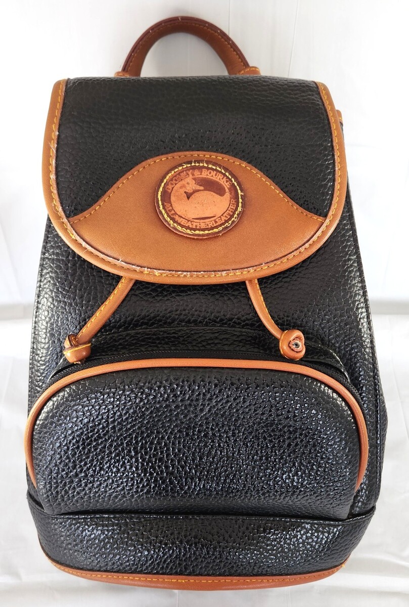 Dooney &amp; Bourke - Vintage All Weather Leather Black Backpack with Tan Trim - $39.55