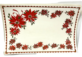 Vintage Christmas Vinyl Placemats Poinsettias Scenes America At Christmas Time 5 - £12.90 GBP