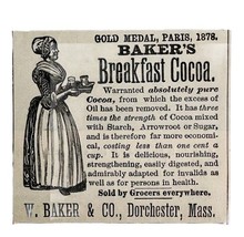 Walter Baker Cocoa 1878 Advertisement Victorian Paris Exposition Winner ... - $562.94 MXN