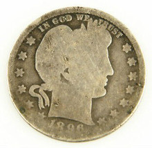 1896 O Barbero Plateado Cuarto De Moneda Semi Clave Fecha Buen Estado - £33.26 GBP