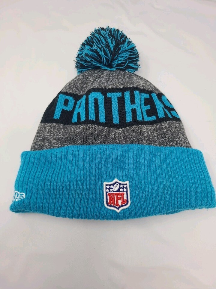 Carolina Panthers New Era Youth Beanie Knit Winter Hat Cap Pom Cuffed NFL Item image 2