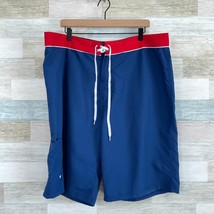 Old Navy Board Shorts Blue Red White 10&quot; Inseam Pocket Swimwear Mens 42 - £15.65 GBP