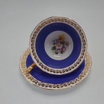 Adderley Tea Cup &amp; Saucer Set Floral Design Gold Trim Vintage Fine Bone China - £28.90 GBP