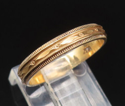 14K GOLD - Vintage Antique Linear Textured &amp; Etched Pattern Ring Sz 6 - ... - £172.18 GBP