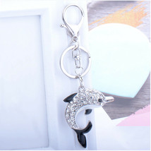 Fashion crystal keychain dolphin key ring bag pendant charm jewelry - $12.99