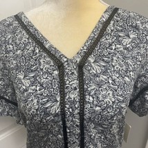 NEW Nordstrom Hinge Brand Short Sleeve Blouse Shirt Women&#39;s XS Floral Black Lace - £7.43 GBP