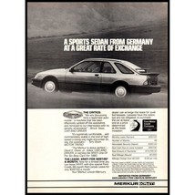 1986 Merkur XR4Ti Sports Sedan Vintage Print Ad Ford Germany German Wall... - £8.30 GBP