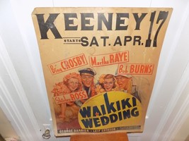 Vintage 1937 Waikiki Wedding Bing Crosby Cardboard Movie Poster - $135.09 CAD