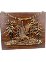 Soaring Eagle Wood Bronze 3D Plaque Wall Hanging Made Vintage Nature Decor - £15.81 GBP