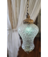 Vtg Antique Retro 60s/70s Clear Pattern Hanging Swag Lamp &amp; color changi... - $326.69