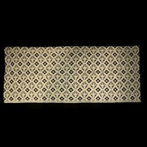 Hand Crocheted Cotton Lace Beige Doily Center Piece Rectangular 35 x 20&quot;... - £9.28 GBP