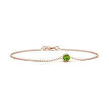 ANGARA Natural 0.3 Ct AAAA-Grade Round Peridot Chain Bracelet in 14K Solid Gold - £268.98 GBP