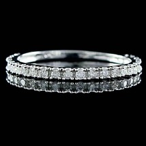 0.40Ct Round Cut Moissanite Wedding Band Ring 14K White Gold Plated Silver 1.7mm - £76.46 GBP