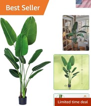 Exquisite 5ft Silk Bird of Paradise Palm Tree - Maintenance-Free Indoor ... - $1,232.82 MXN