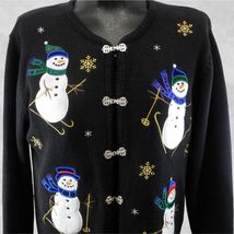 Vintage Christmas Cardigan Sweater Womens Small Crystal Kobe Snowman Met... - €24,43 EUR