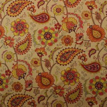 Richloom Marlon Linen Beige Paisley Twill Cotton Multiuse Fabric By Yard 54&quot;W - £9.35 GBP