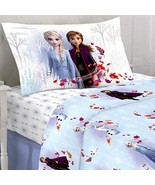 Disney Frozen 2 Elsa Anna Twin Sheet Flat Fitted Pillowcase 3 Piece Shee... - £47.17 GBP