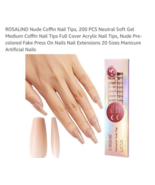 Deep Nude Coffin Nail Tips, 200 PCS Natural Brown Brown Nude Coffin Nail... - $20.30 CAD