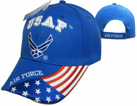 Us Air Force Wings Emblem Logo Usa Flag On Bill Cap Hat Blue (Licensed) - £17.37 GBP