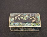 Silver Abalone Shell Mosaic Antique Jewelry Trinket Box - £26.66 GBP