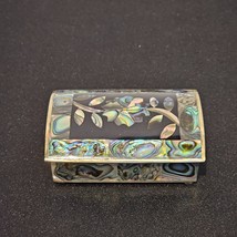 Silver Abalone Shell Mosaic Antique Jewelry Trinket Box - £26.63 GBP