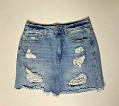 Forever 21 Womens Sz M Jean Denim Skirt Mini Light Wash Distressed  - $8.90