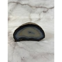 Polished Shades of Blue Agate Geode Half Rock 1lb 6oz. 3&quot; tall x 4.5&quot; wide  - £30.59 GBP