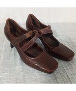 NURTURE Leather COMFORT Mary Jane Shoes Brown Heels Strap Square Toe SZ 7.5 - $78.19 CAD