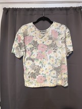 Shenanigans Women’s Shirt Large Floral  Pastel Top, Flower Blouse Vintage - $13.56 CAD