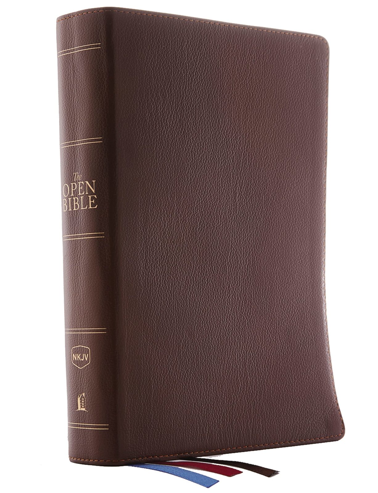 The NKJV, Open Bible, Genuine Leather, Brown, Red Letter, Comfort